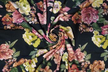 Midnight Blooms - Viscose Crepe Jersey