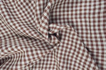 Homestead Gingham - Laundered Pure Linen Collection - Mocha