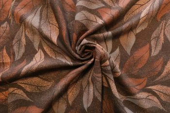 Mystical Leaves - Brown - 100% Wool Crepe