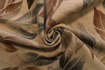 Mystical Leaves - Latte - 100% Wool Crepe