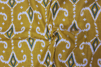 Ochre Diamond - Cotton Lawn Hand-Dyed Block Print