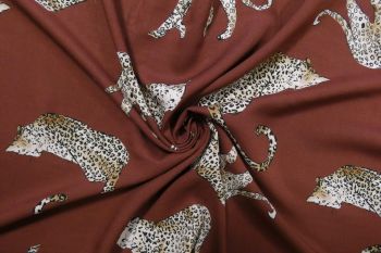 On The Prowl - Maroon Viscose Challis Lawn