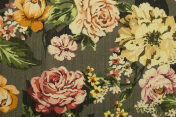 Artful Metallic Blooms - Rayon Challis Lawn