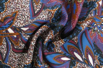 Tribal Flower - Brushed Rayon Twill