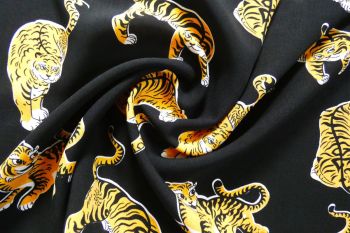 Tigeriffic - Black - Viscose Challis Lawn