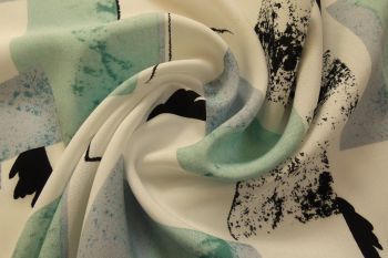 Shifting Shapes - Mint - Viscose Challis Lawn
