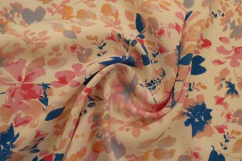 Delicate Petals - Cobalt - Viscose Challis Lawn