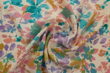Delicate Petals - Turquoise - Viscose Challis Lawn