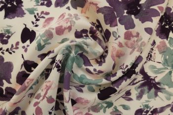 Delicate Petals - Violet - Viscose Challis Lawn