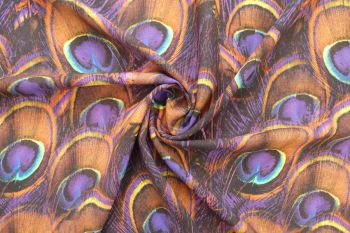 Jewelled Feathers - Purple - Chloe Linen Chambray