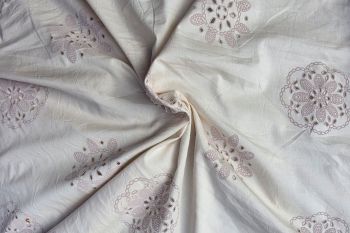 Perforated Blooms - Warm Stone - Cotton Poplin