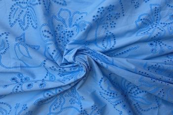 Perforated Blooms - Ocean Blue - Cotton Poplin