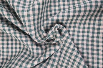 Homestead Gingham - Laundered Pure Linen Collection - Racing Green