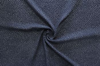 Raining Dots - Navy/Ivory Viscose Challis Lawn