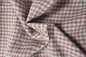 Homestead Gingham - Laundered Pure Linen Collection - Rose