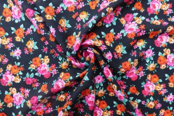 Roses In The Night - Wool Crepe