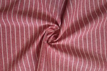 Aston Pinstripe - Linen Rayon Chambray - Ruby 