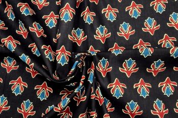 Saffron Medallion - Black - Cotton Lawn Hand-Dyed Block Print