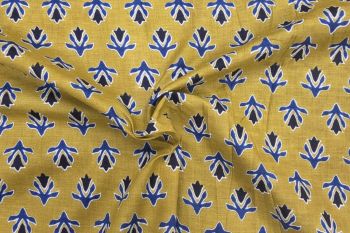 Saffron Medallion - Ochre - Cotton Lawn Hand-Dyed Block Print