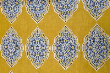 Saffron Tile - Ochre - Cotton Lawn Hand-Dyed Block Print