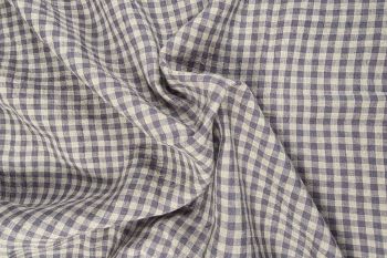 Homestead Gingham - Laundered Pure Linen Collection - Slate Grey
