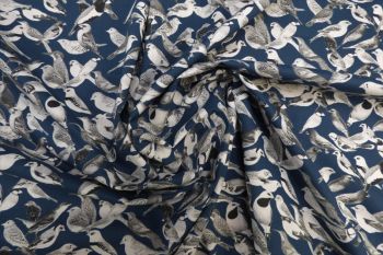 Songbird Monochrome - Navy - Cotton Marlie Lawn