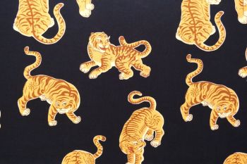 Tigeriffic - Navy - Viscose Challis Lawn