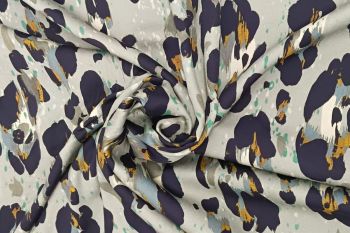 Indigo Mirage – Gold - Sandwashed Silk-Mix Soft Satin Twill 
