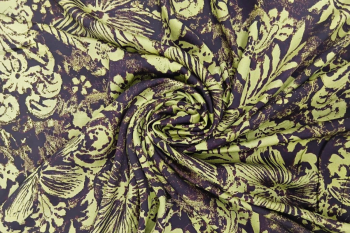 Gilded Moss Botanical - Sandwashed Silk-Mix Soft Satin Twill