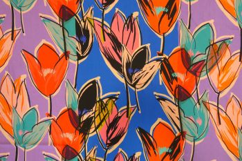 Tulip Ballet - Blue - Viscose Challis Lawn