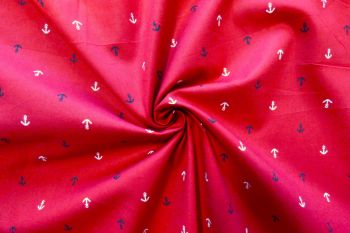 Weighing Anchor - Red - Cotton Poplin