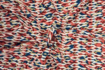 Southwestern Flame-Stitch - Coral - Viscose Challis Lawn
