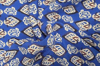 Cobalt Leaflet - Rayon Crinkle