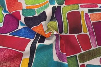 Stained-Glass Blocks - Red - Cotton Pure Lawn
