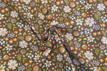 Harvest Bloom - Milk Chocolate - Cotton Pure Lawn