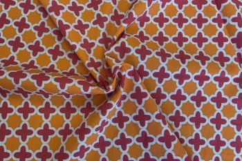 Geometric Trellis - Orange - Cotton Pure Lawn