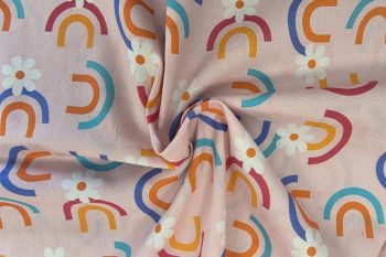 Retro Rainbow Daisy - Candy Pink - Cotton Pure Lawn