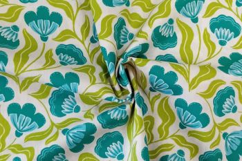 Lush Lime & Teal Botanicals - Cotton Pure Lawn
