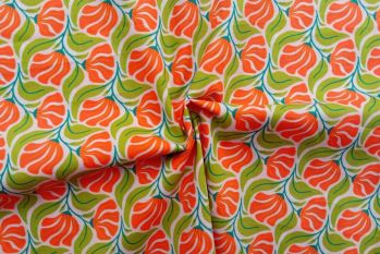 Mod Orange & Sage Waves - Cotton Pure Lawn