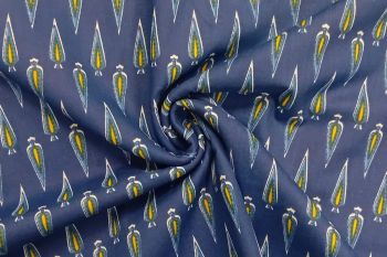 Paisley Spear - Midnight - Cotton Lawn Hand-Dyed Block Print