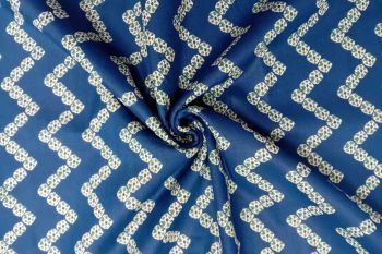 Coastal Chevron - Ink Blue - Cotton Lawn Hand-Dyed Block Print