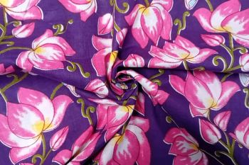 Mughal Lotus - Violet - Cotton Lawn Hand-Dyed Block Print