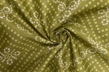 Bandhani Bloom - Olive - Cotton Lawn Hand-Dyed Block Print